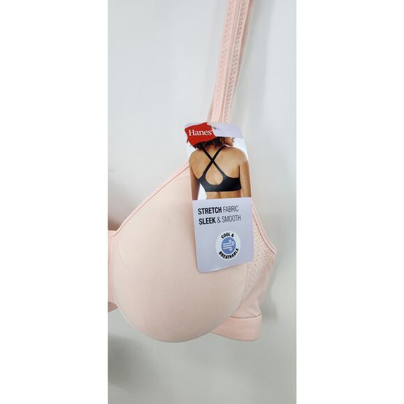 New NWT Hanes Cool Temp Wireless T-Shirt Bra Pink Large - Picture 6 of 10